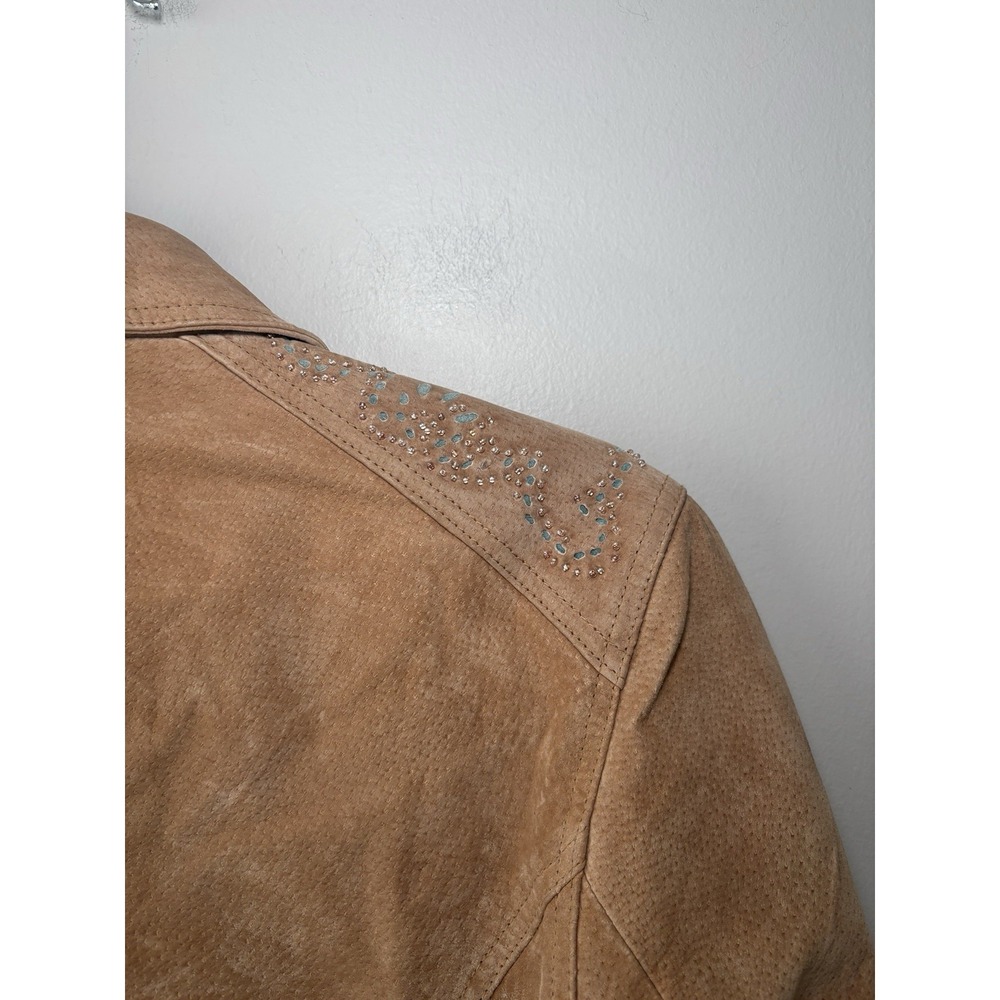 Brandon Thomas Women's Western Leather Jacket Turquoise Beaded Button Up Sz Smal - Picture 6 of 12